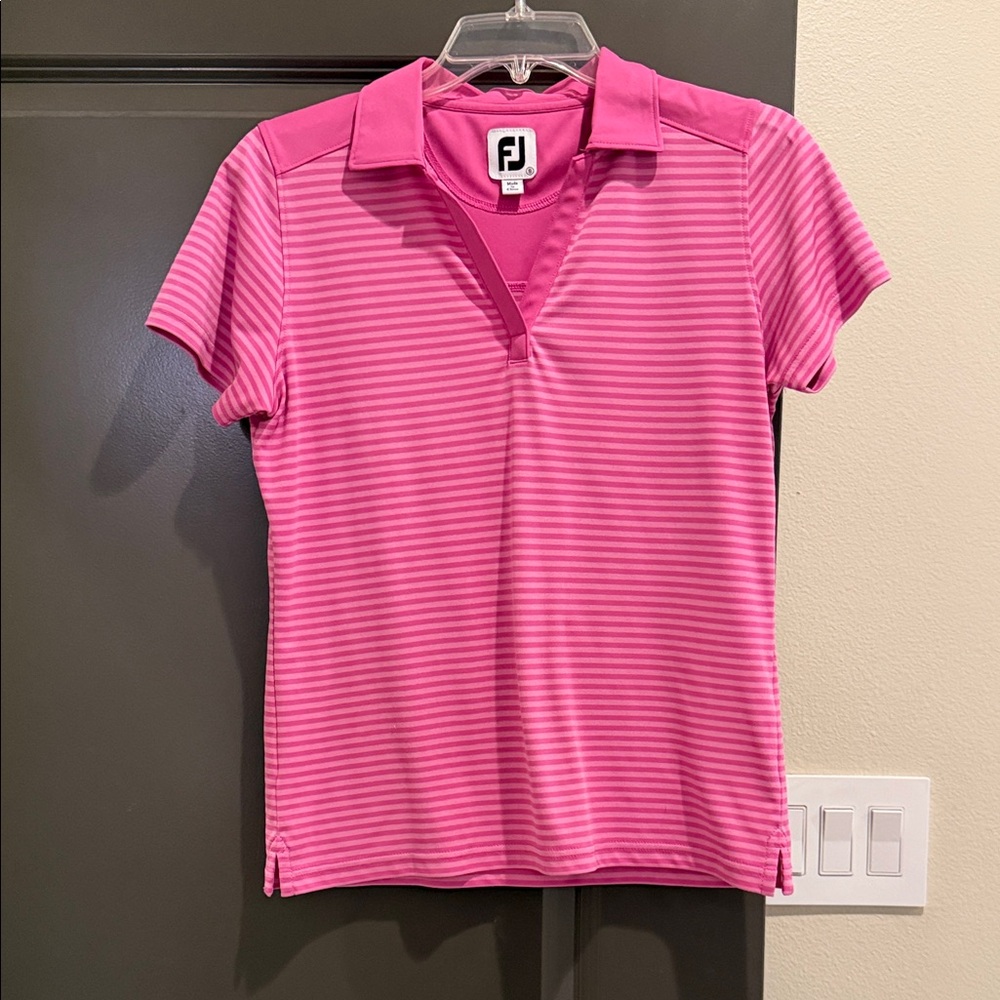 Foot joy Women’s Pink Striped Golf Polo Top